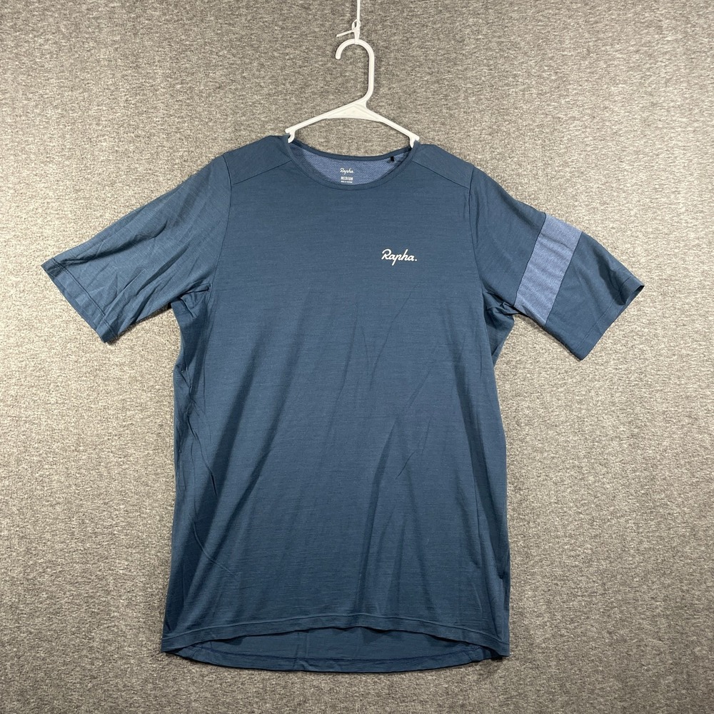 Rapha Trail Shirt Mens Medium Blue Short Sleeve Cycling T-Shirt Tee